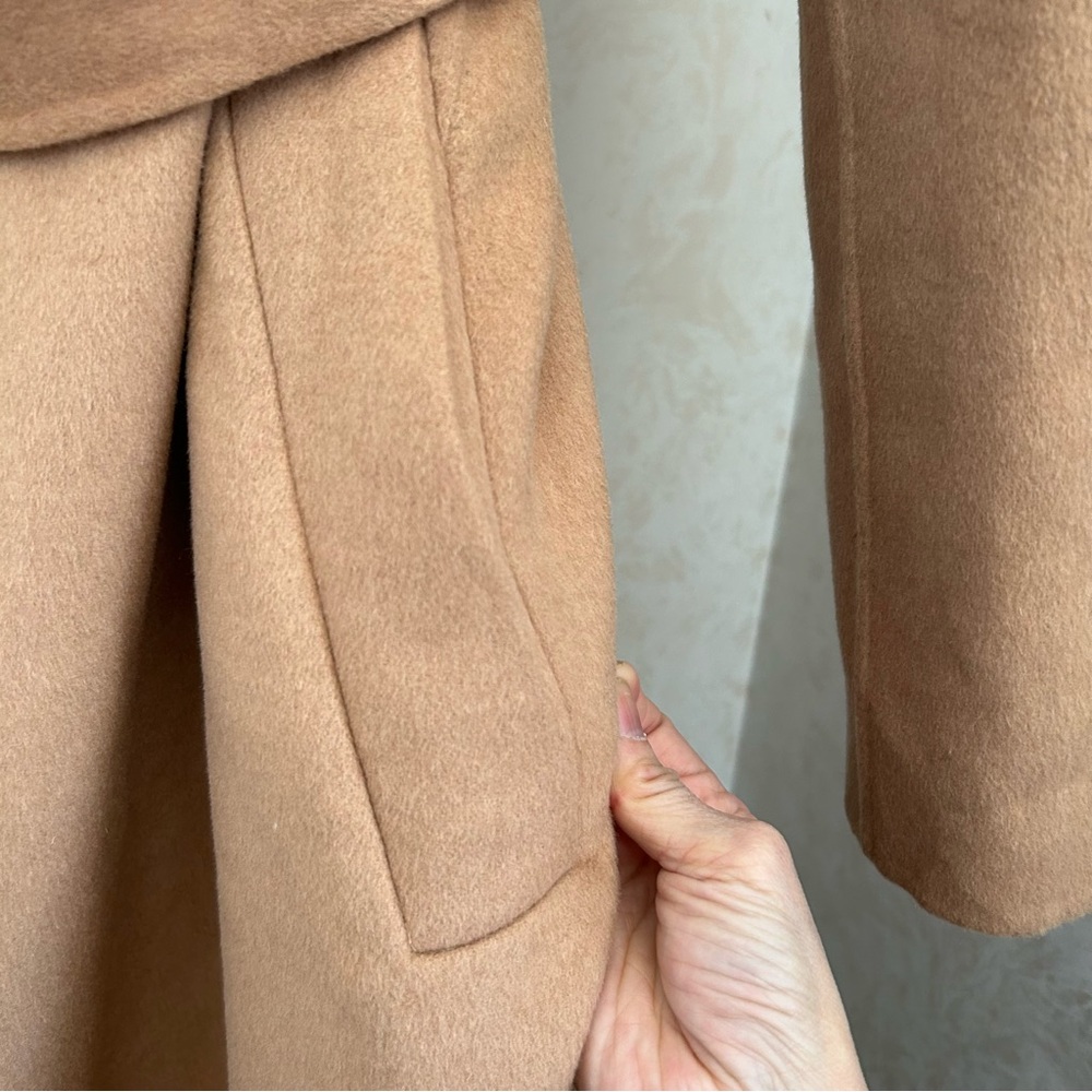 Timeless chic! Reiss Emile Wool Blend Belted Blindseam Coat in Camel size 10 - Picture 11 of 13
